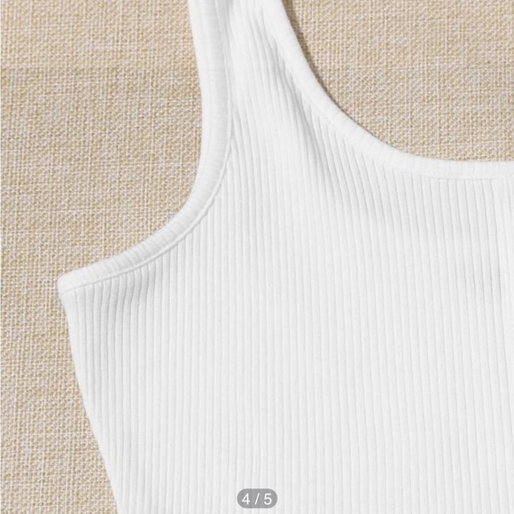 NWOT Shein ribbed knit button front crop tank top with paper bag belted shorts - Picture 3 of 7